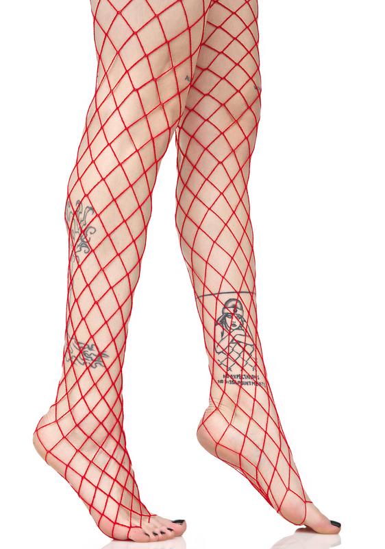red fishnet hold ups