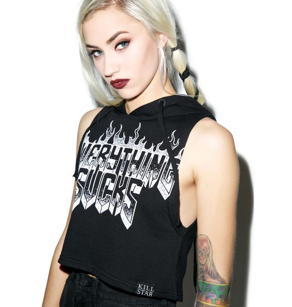 Killstar Everything Sucks Crop Hoodie | Dolls Kill