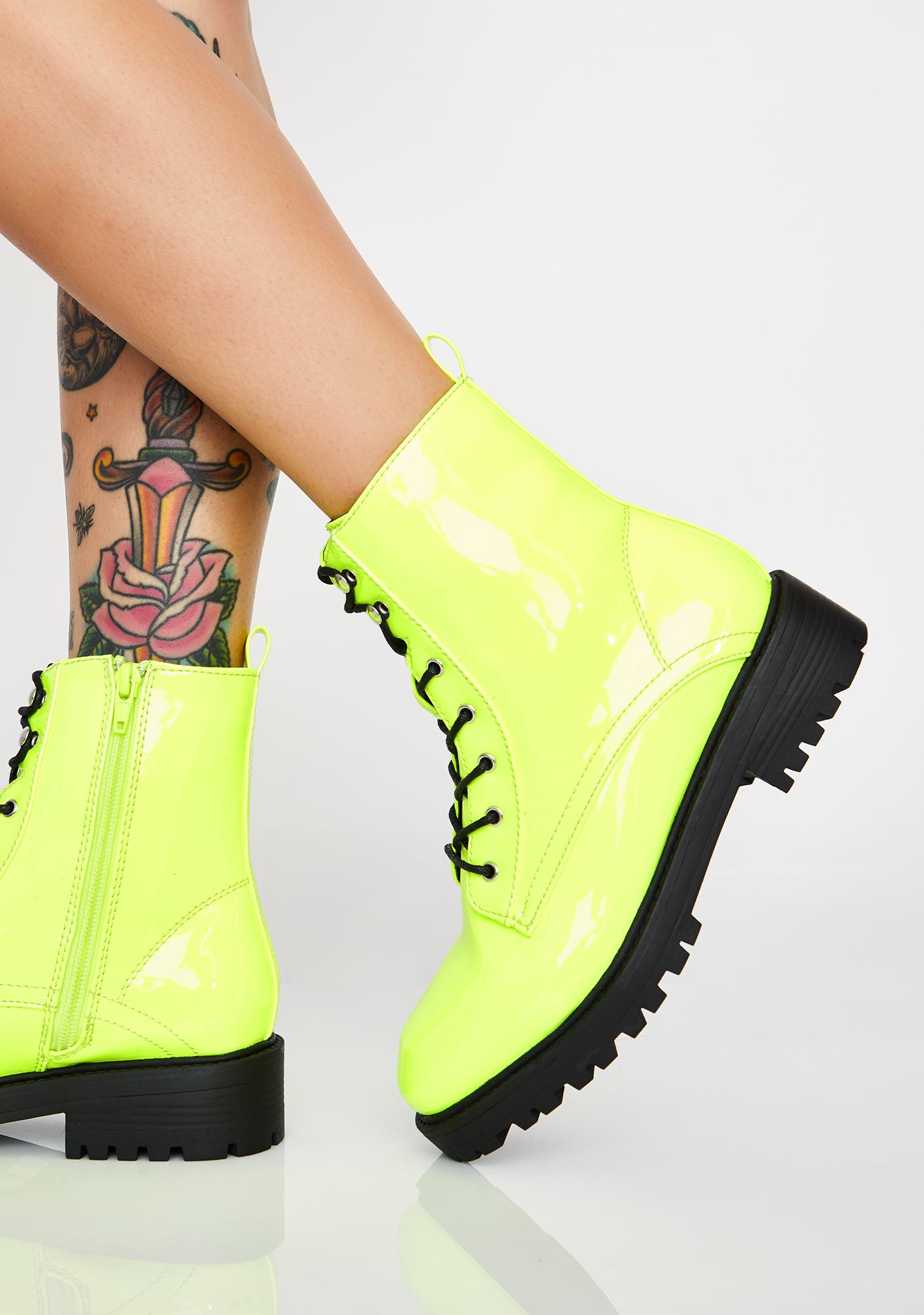 neon green combat boots