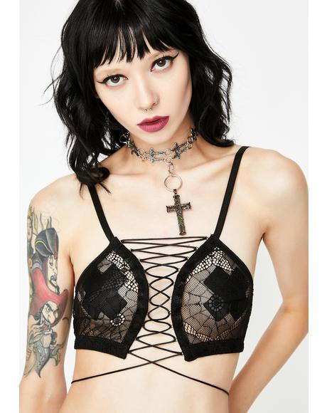 Kiss The Dark Web Mesh Bra