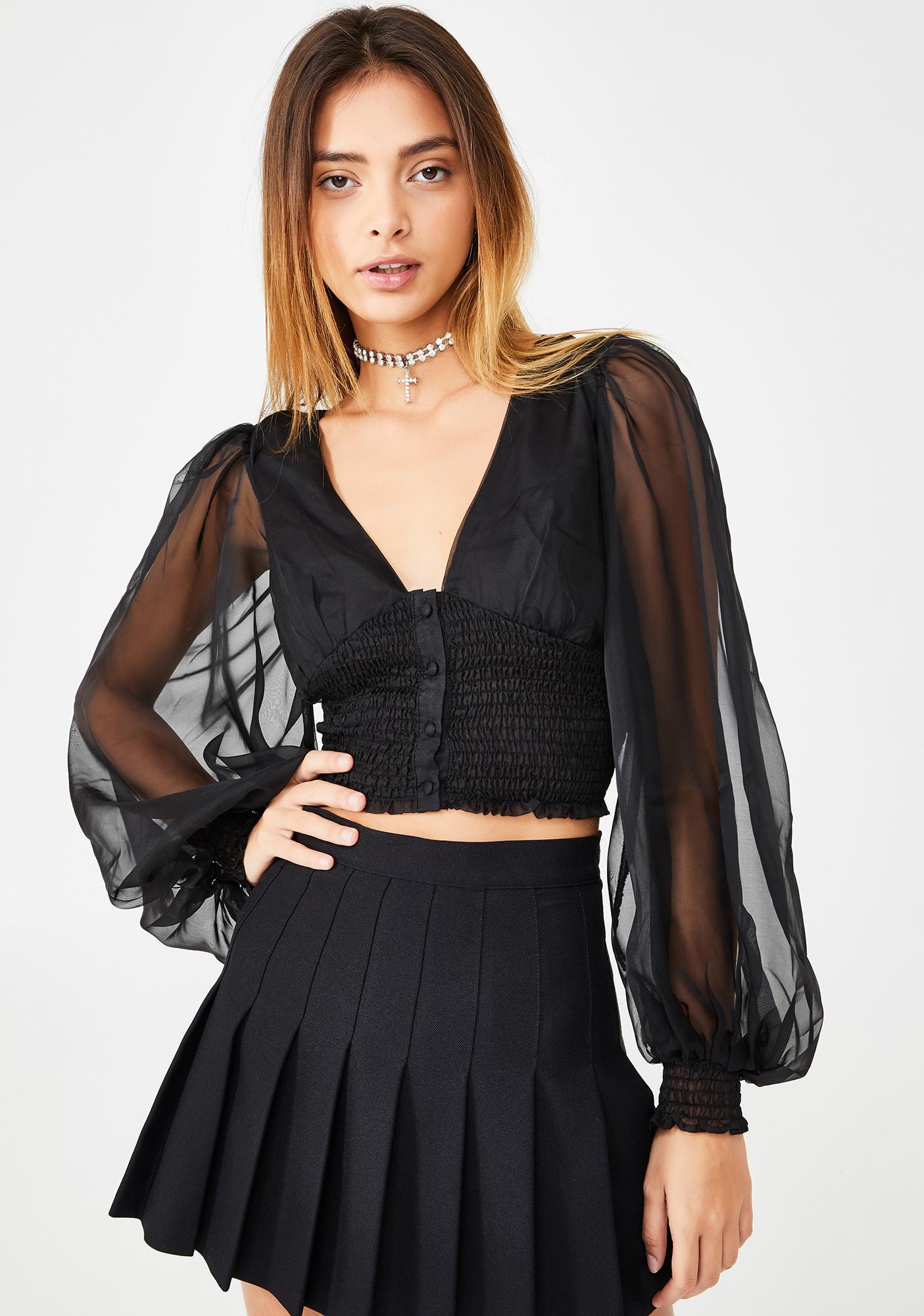 sheer puff sleeve top