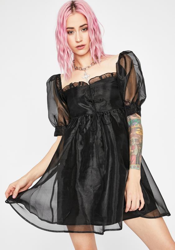 black tulle babydoll dress