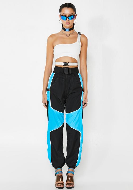 neon blue cargo pants