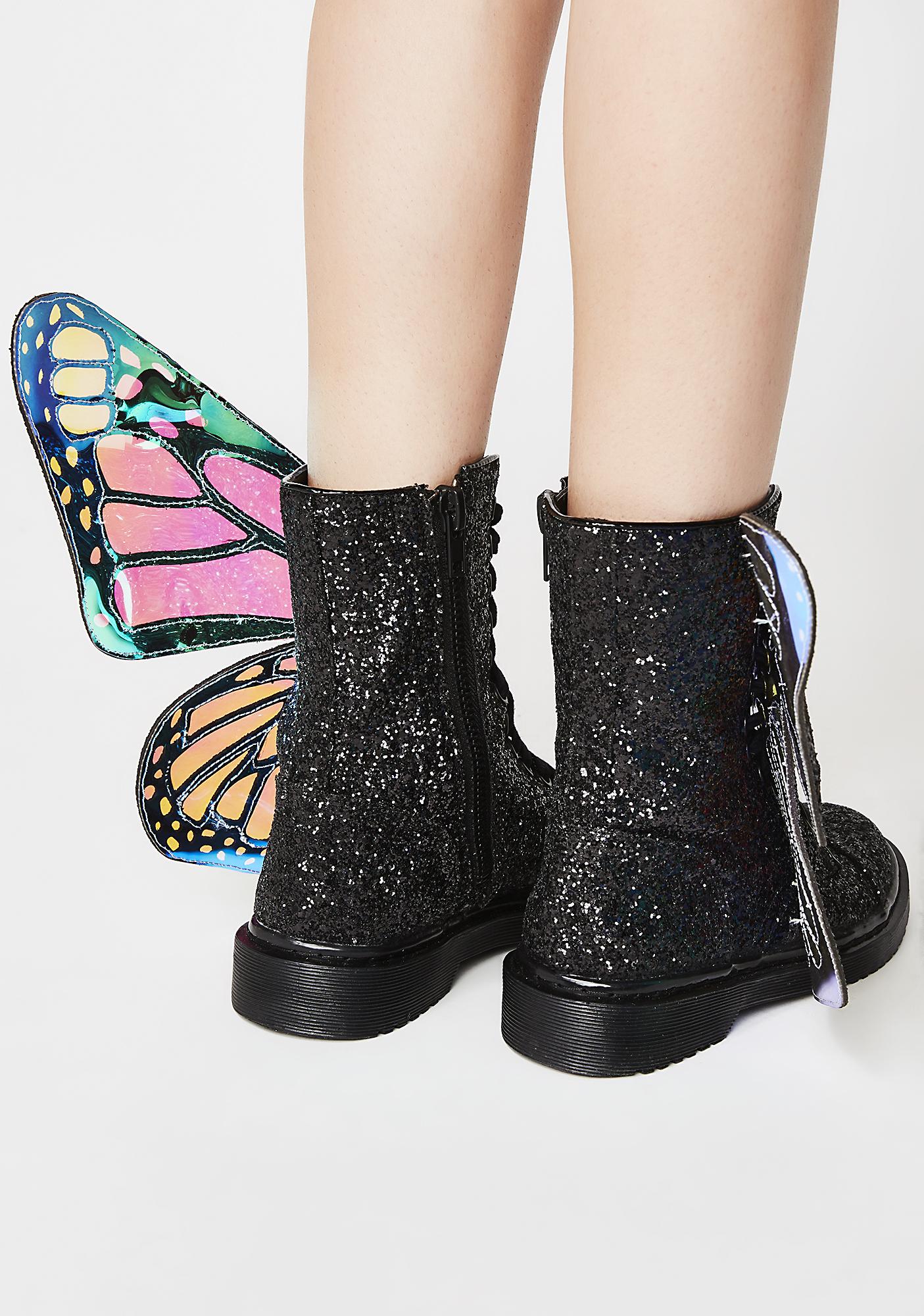 club x holographic butterfly boots