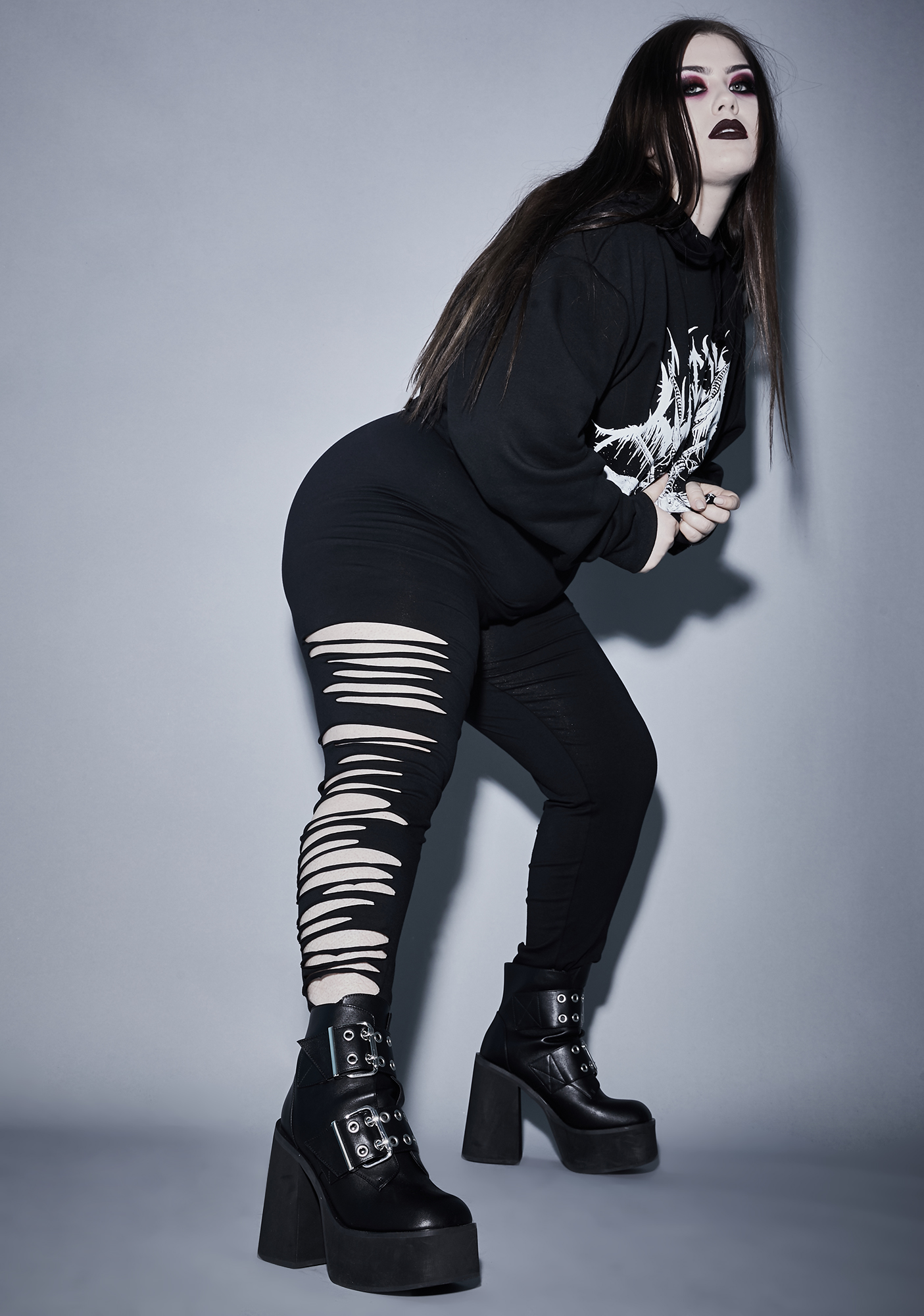 plus size slashed leggings