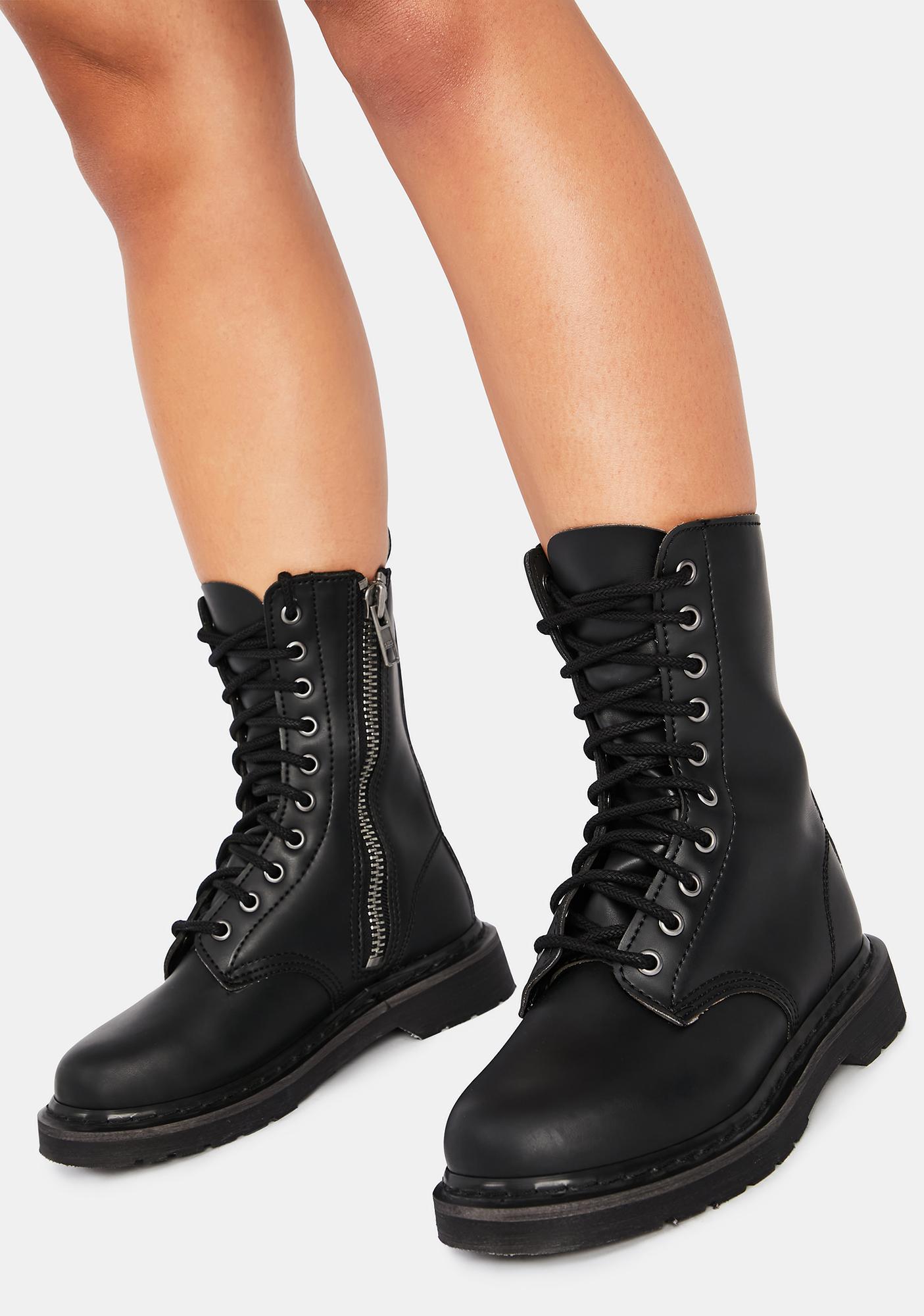 vegan leather combat boots