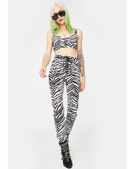 Zebra High Waist Tie Up Pants