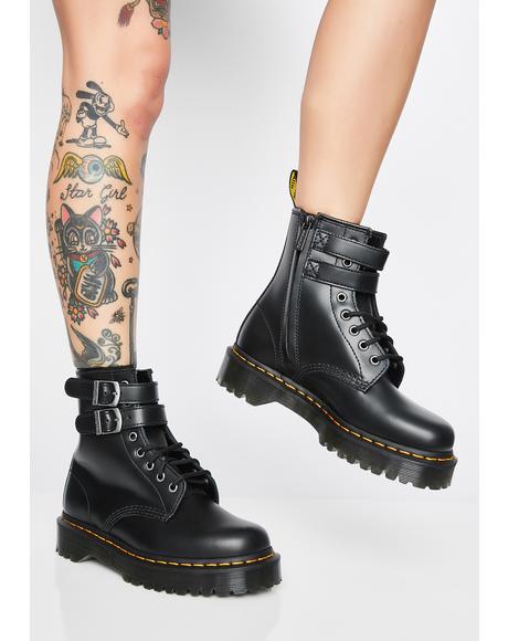 black demonia matte low trinity boots