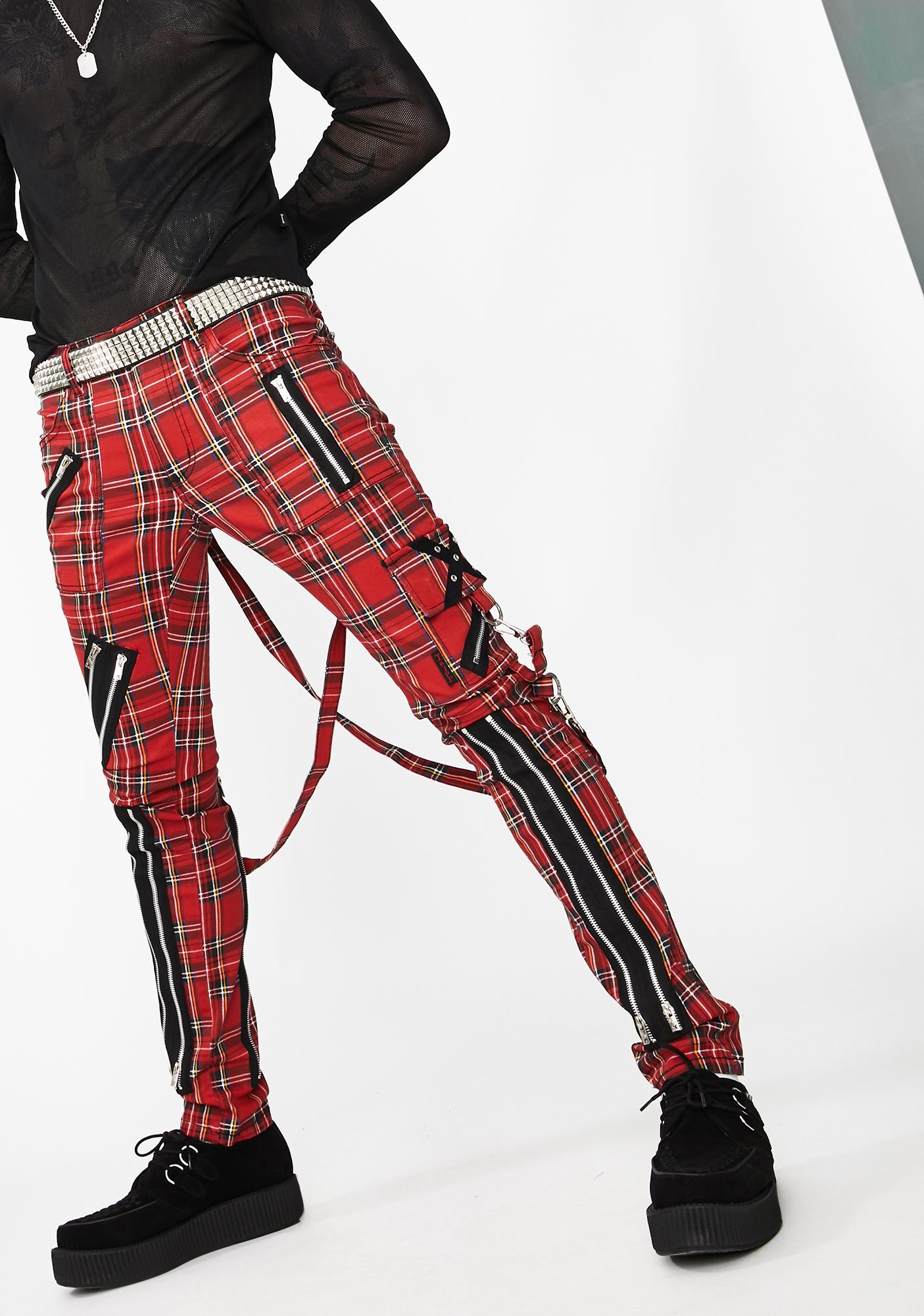 tripp nyc slim red bondage pants