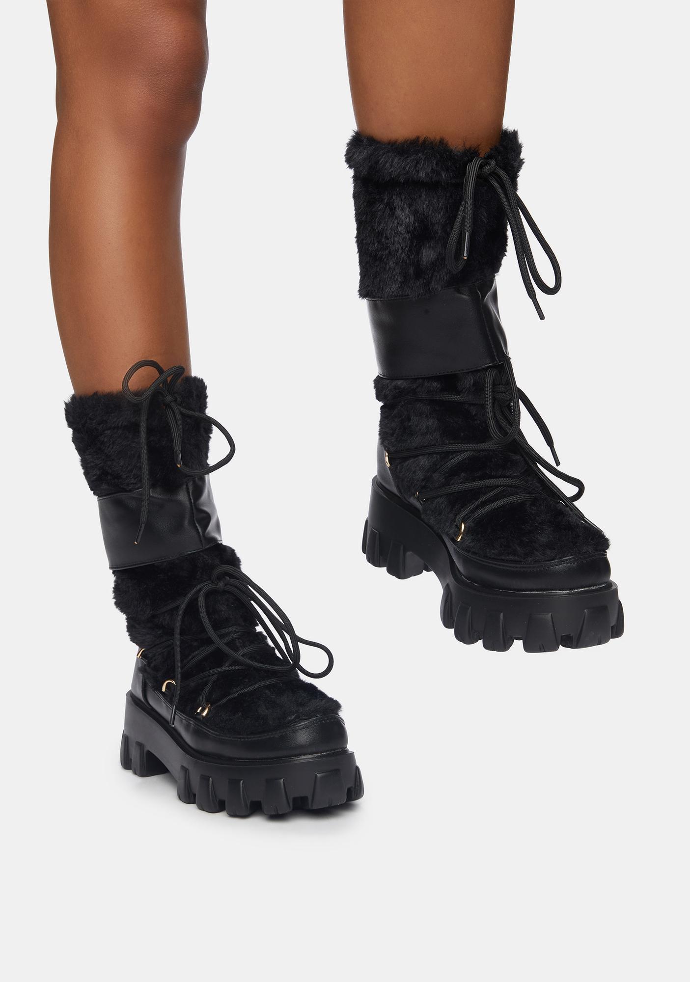 combat boots with fur