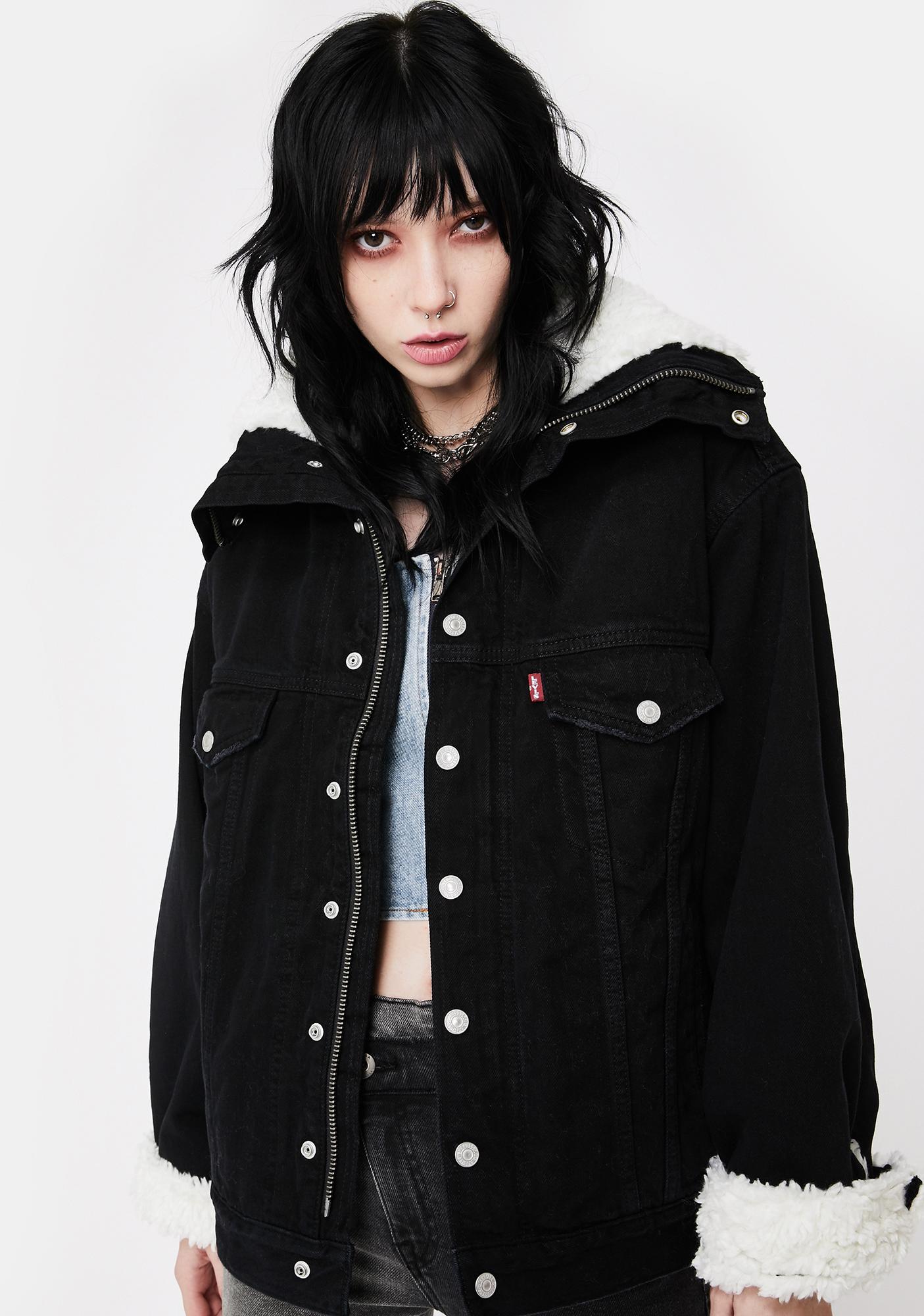 levi's borg face jacket black