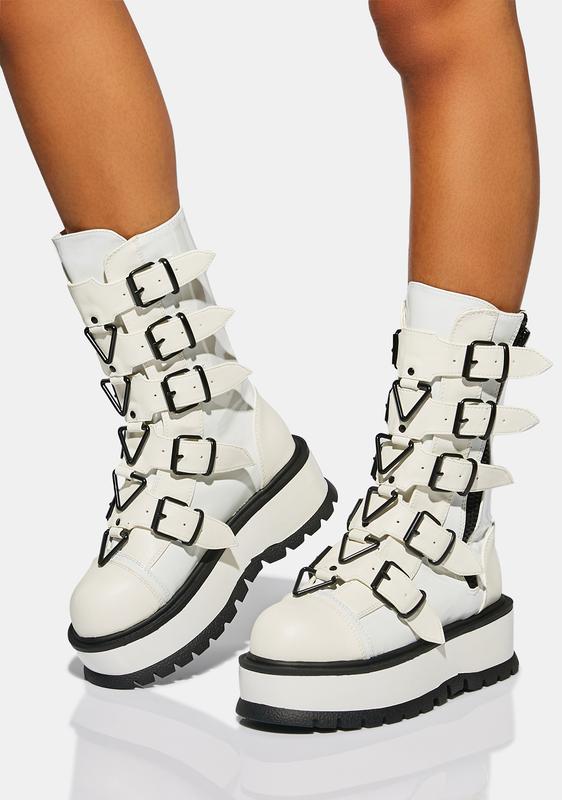 white buckle boots