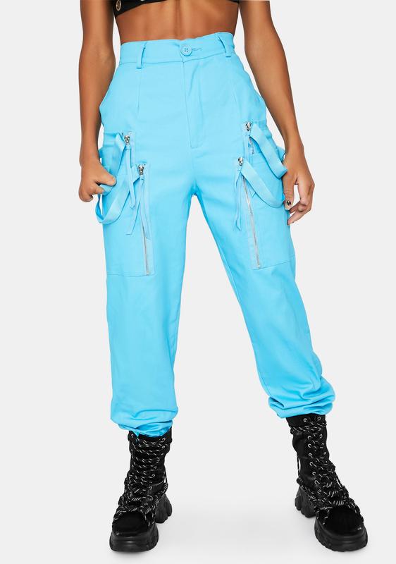 neon blue cargo pants