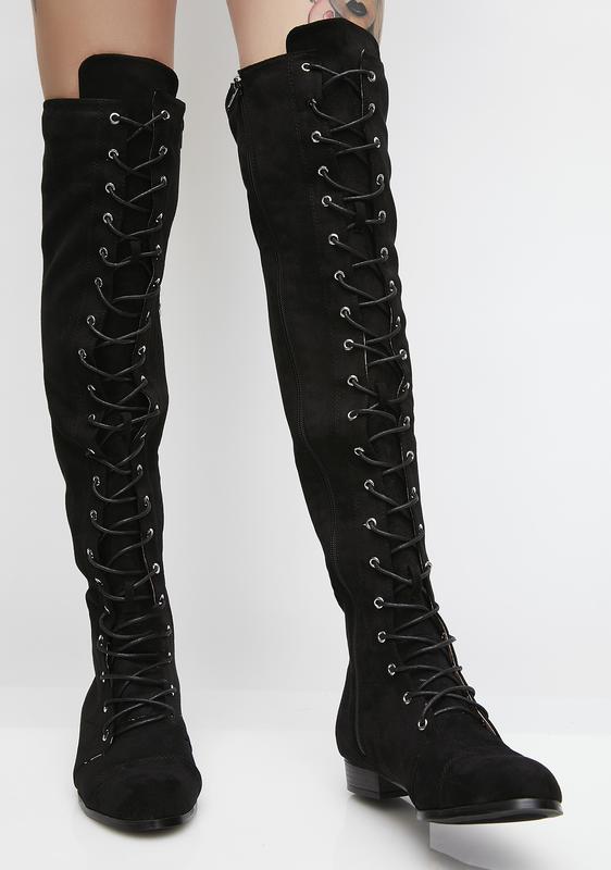 knee high laced boots