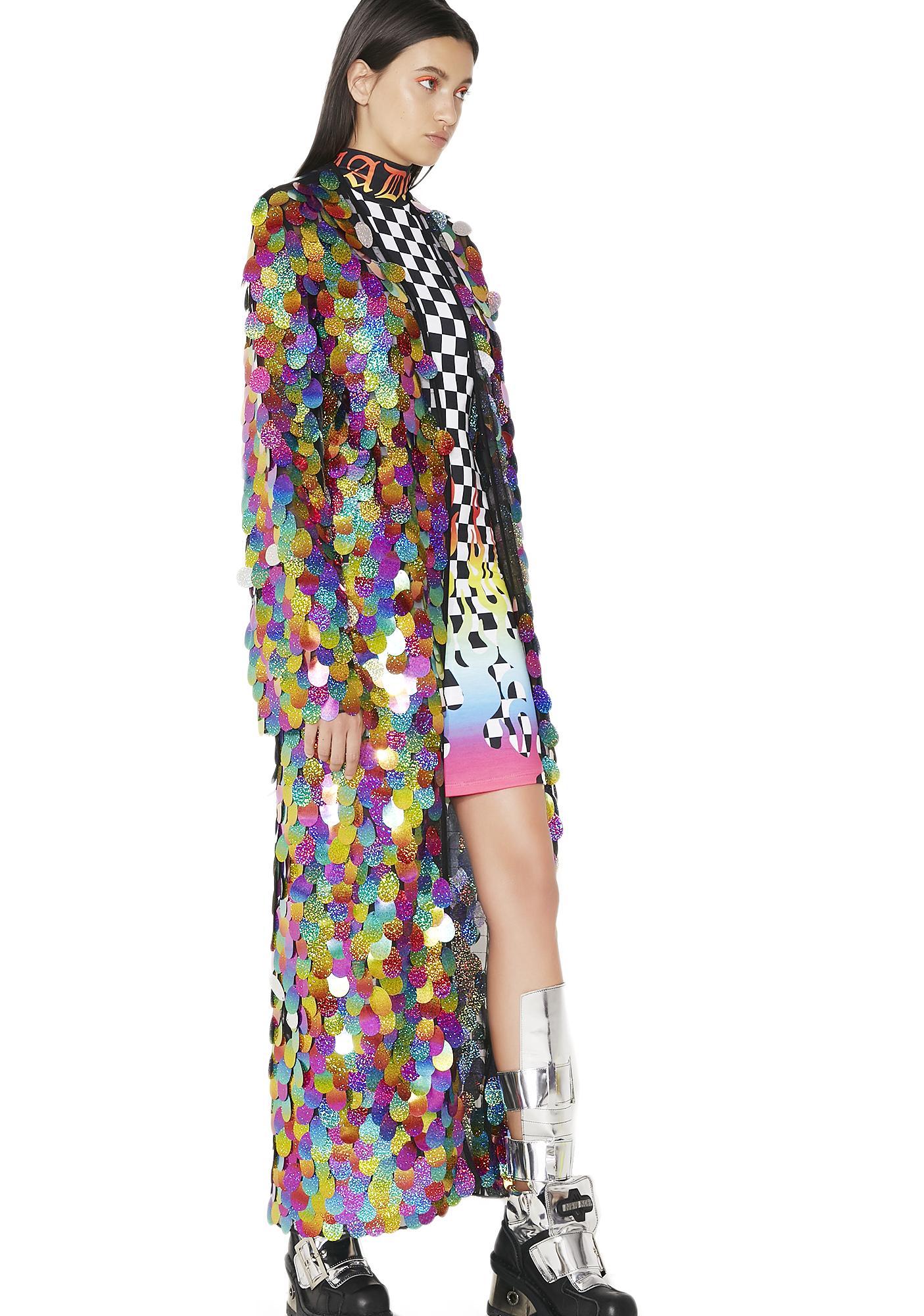 Jaded London Rainbow Sequin Maxi Kimono | Dolls Kill