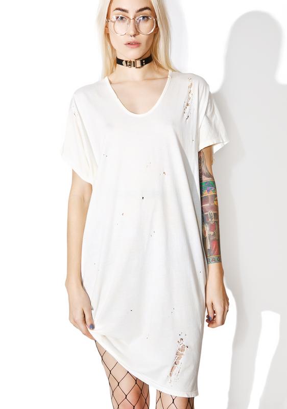 distressed white t shirt dress