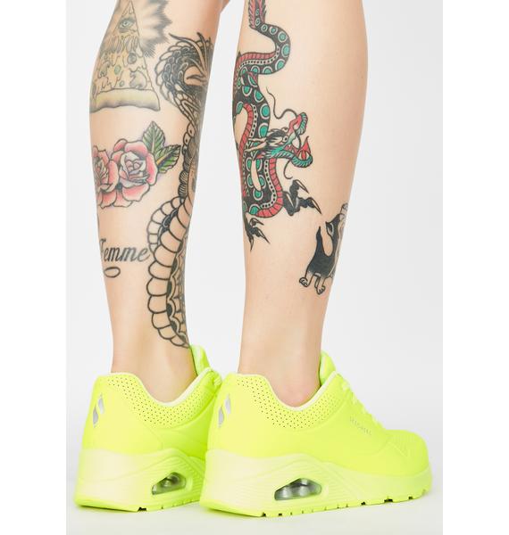 Skechers yellow neon nights uno sneakers dolls kill