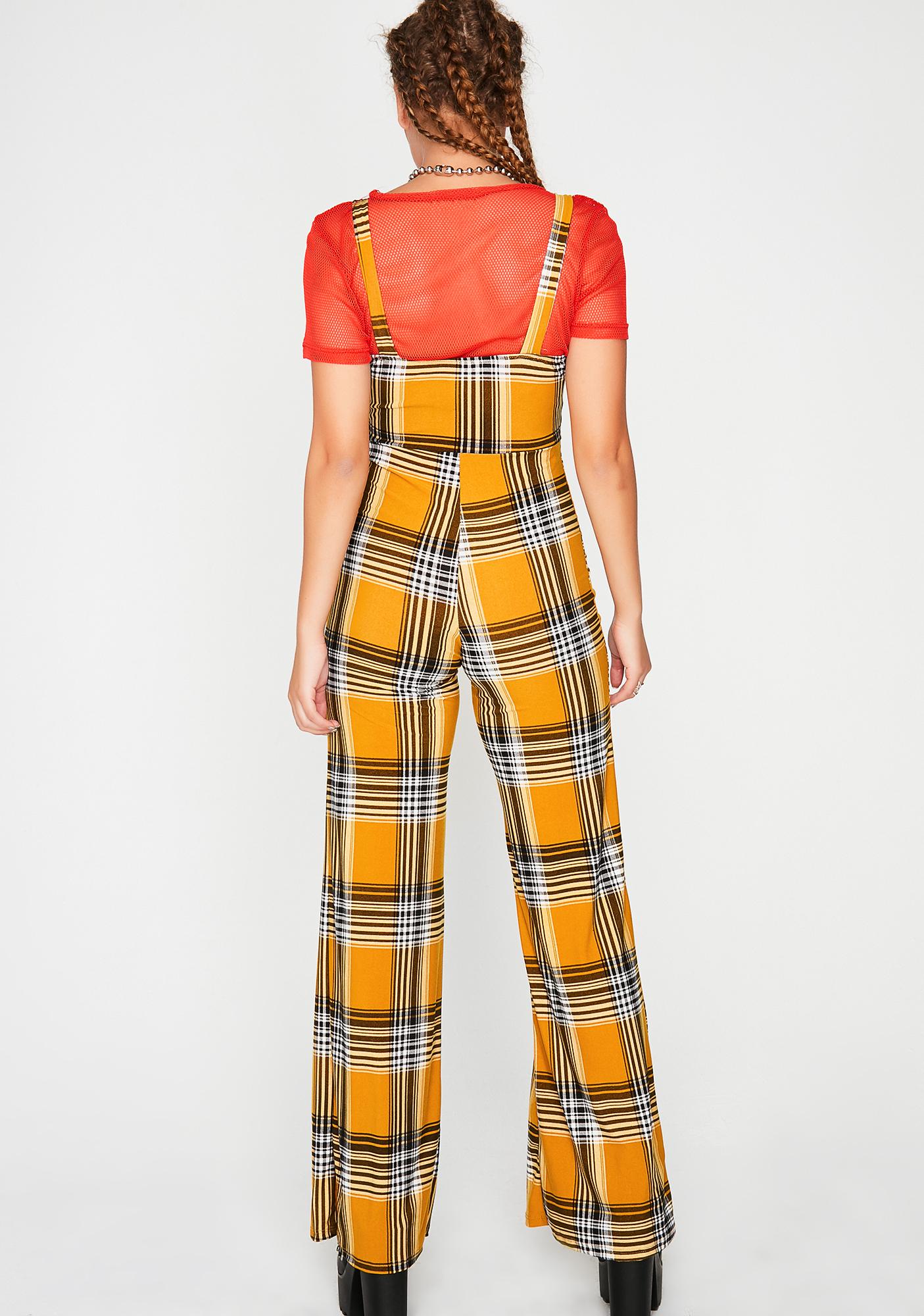 orange plaid jumpsuit