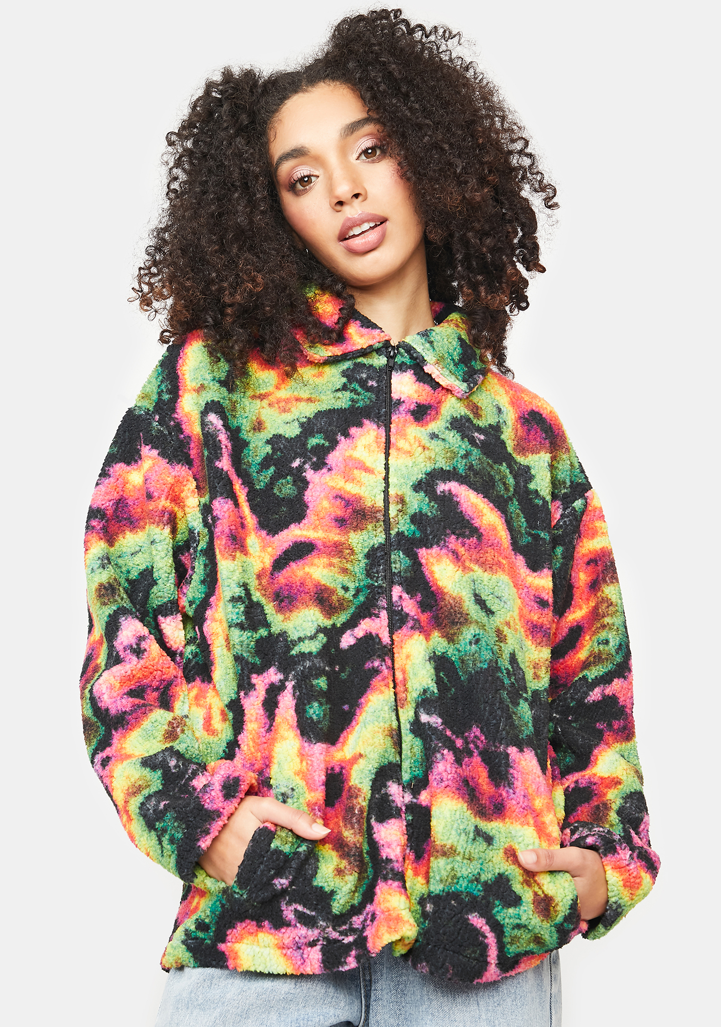 NGOrder Tie Dye Sherpa Jacket Dolls Kill