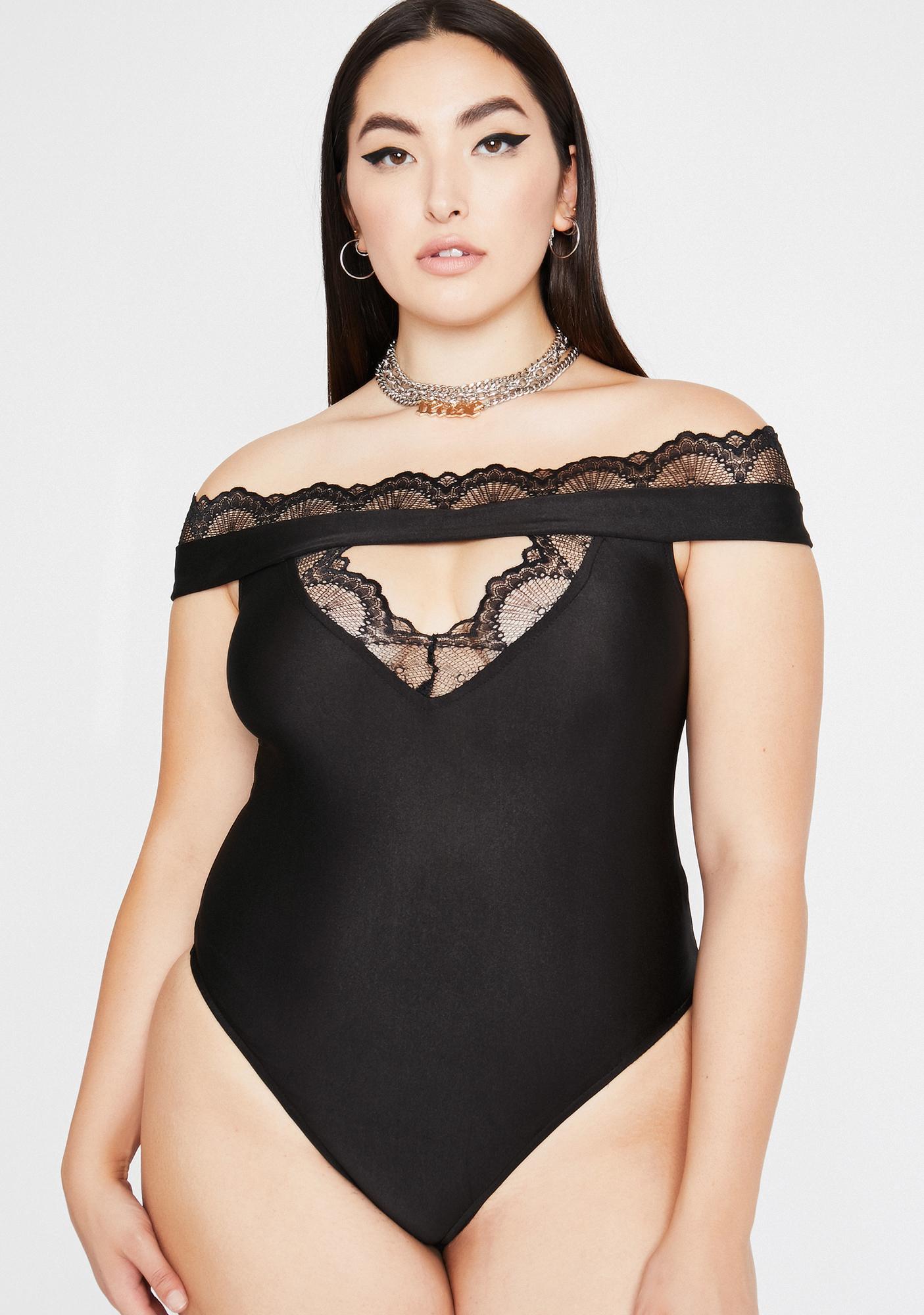 Plus Size Off The Shoulder Lace Trim Bodysuit Dolls Kill 5771