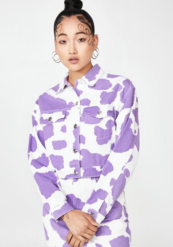 cow print denim jacket