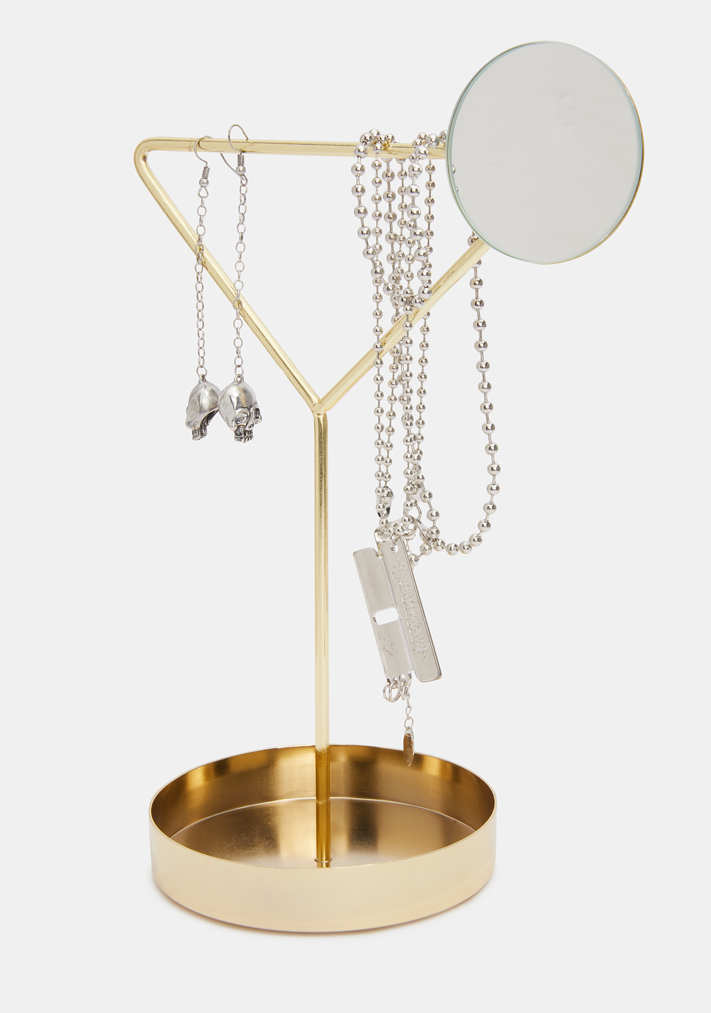 Martini Cocktail Glass Jewelry Holder With Mirror Gold Dolls Kill