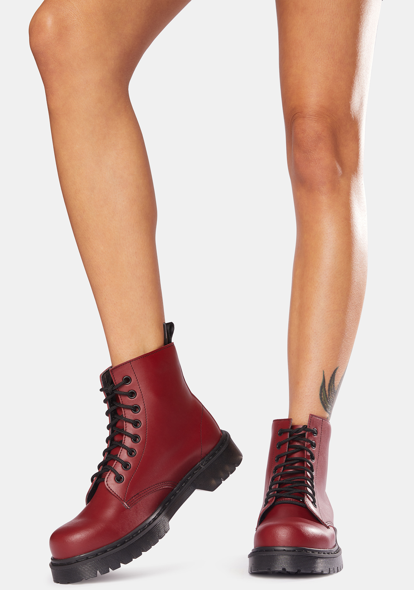 Altercore Burgundy 651 D Vegan Leather LaceUp Boots Dolls Kill