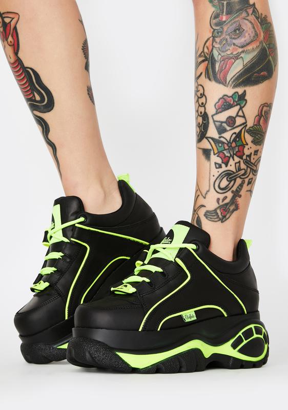 Hjelm stribet Tomhed Buffalo London Black Neon Classic Low Leather Sneakers | Dolls Kill