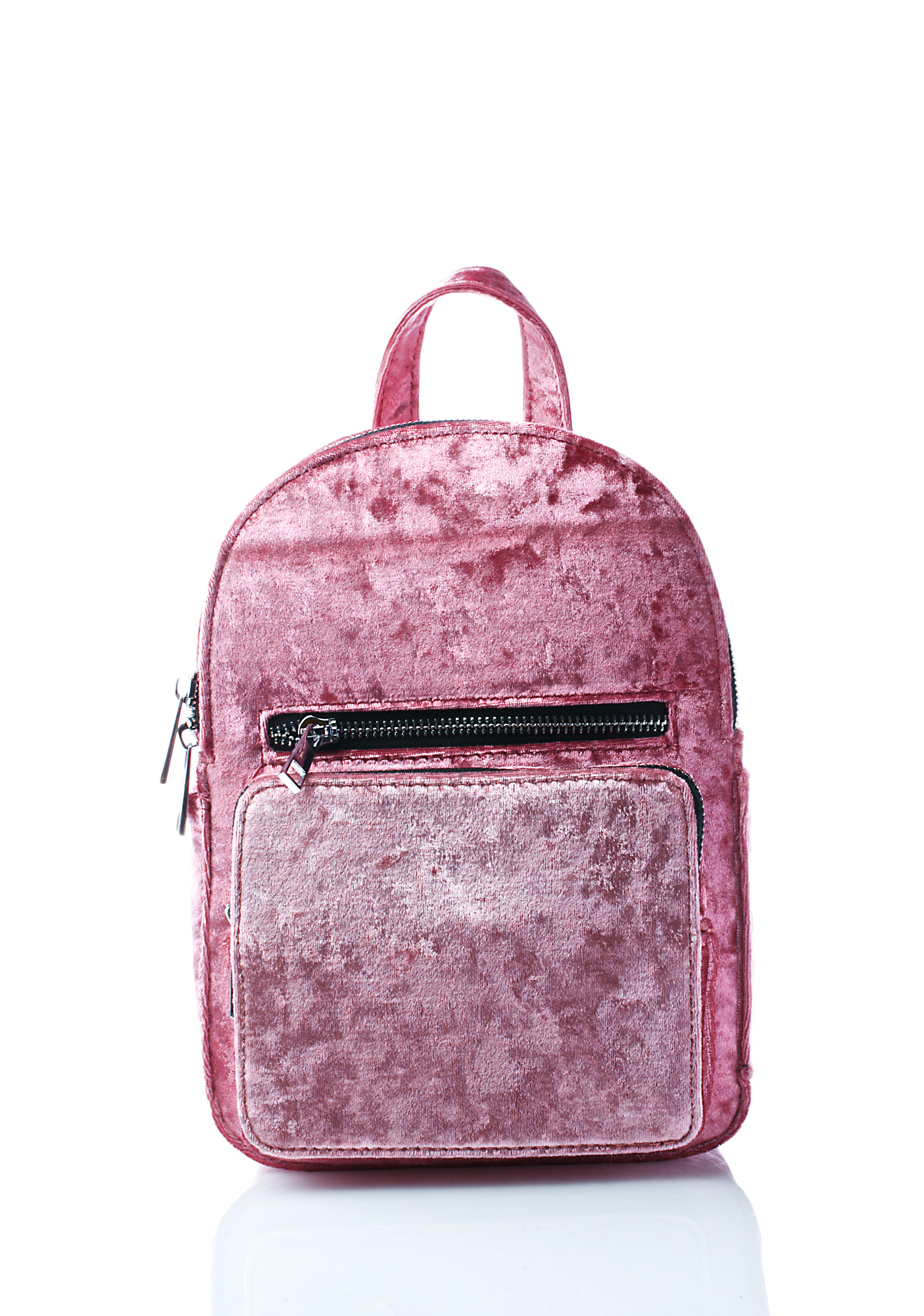 pink velvet mini backpack