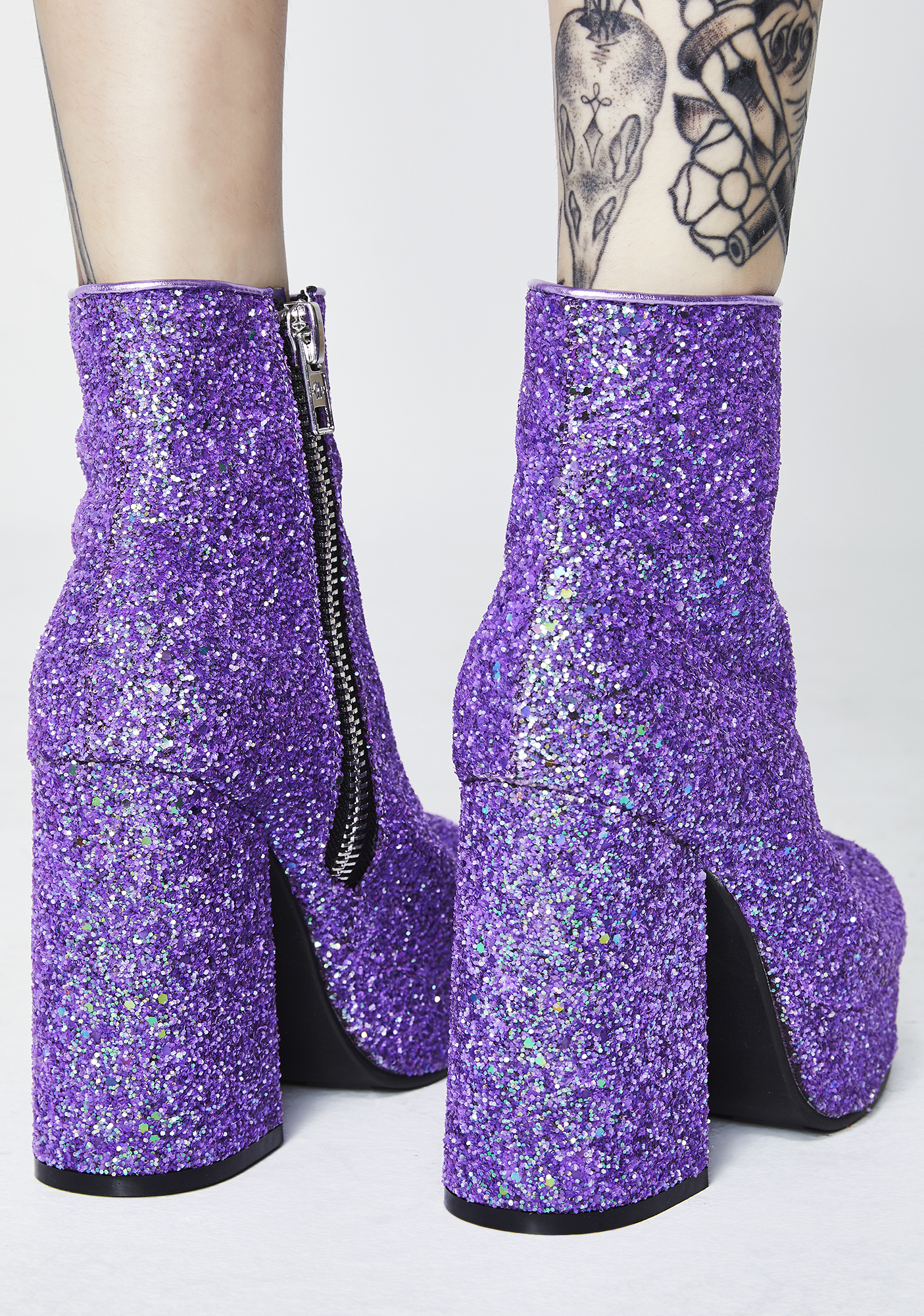 glitter chunky boots