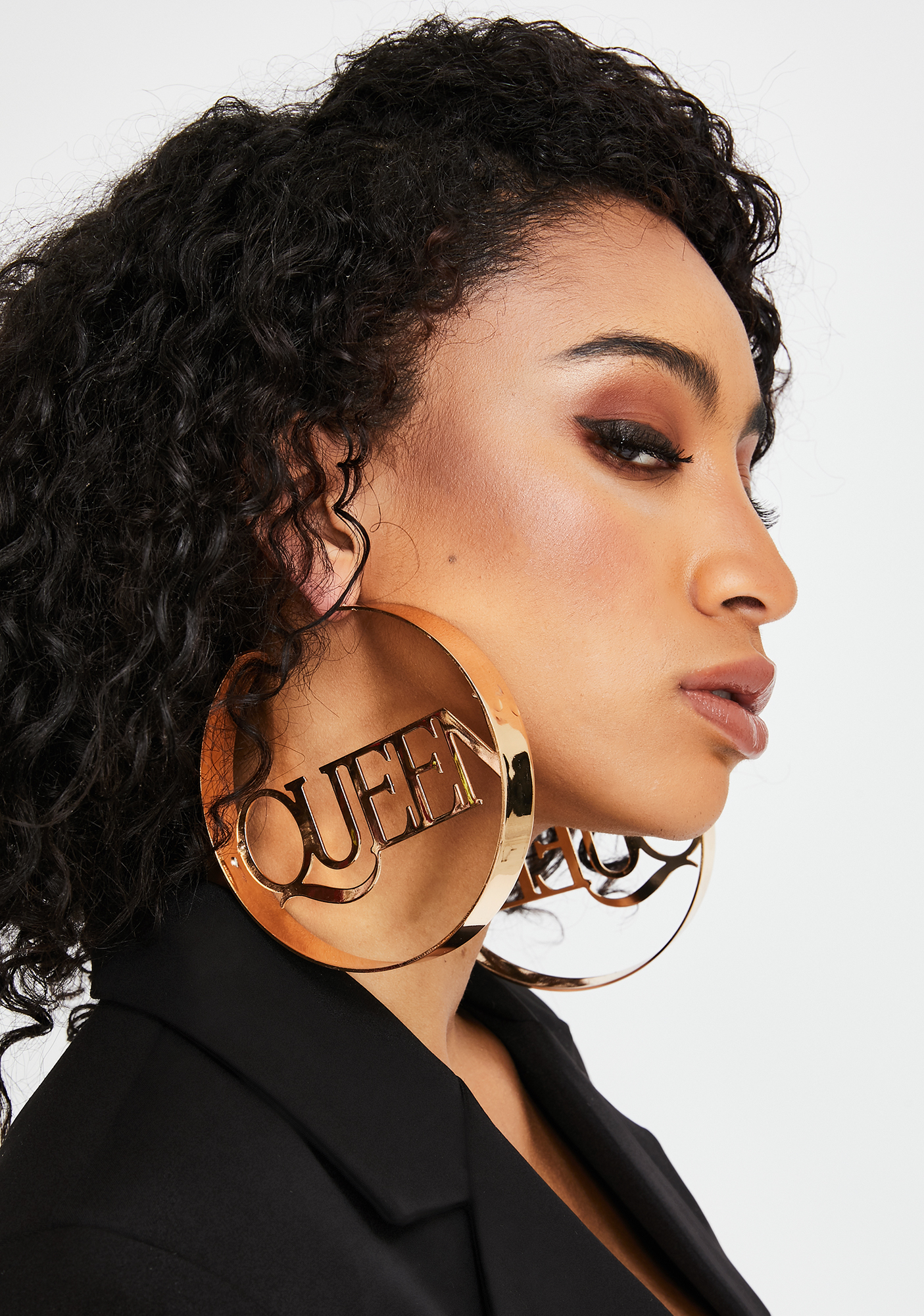 Queen Large Hoop Earrings Gold Dolls Kill