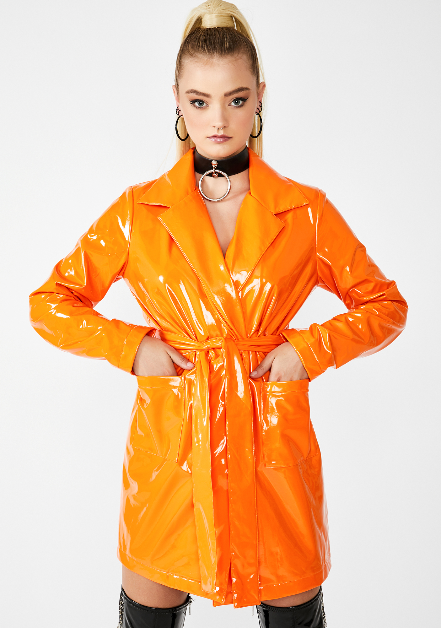orange trench coat