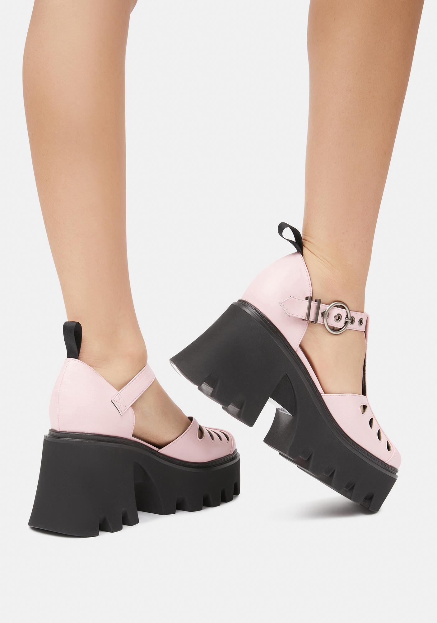 lamoda chunky creeper boots with pink hearts