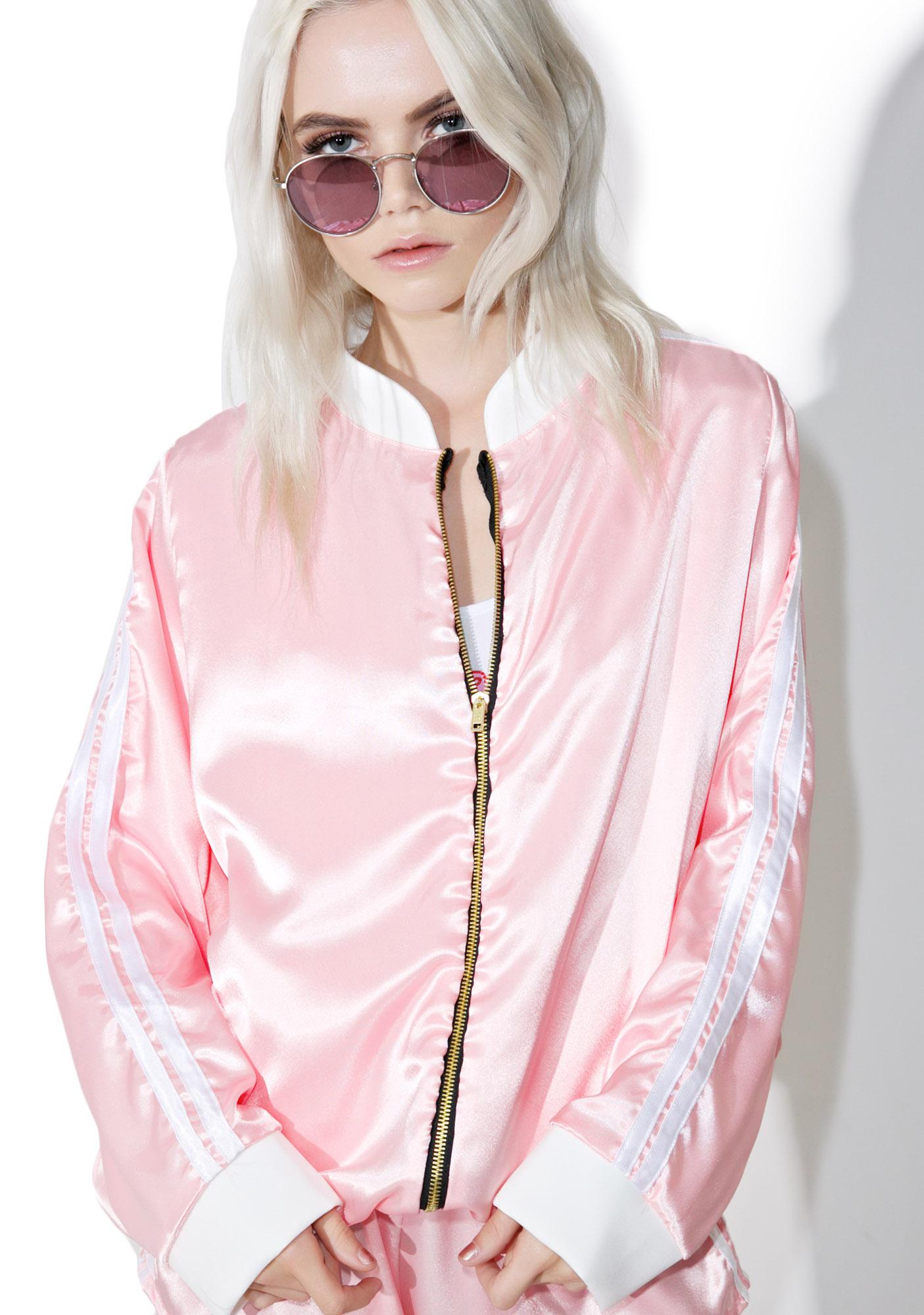 white silk bomber jacket