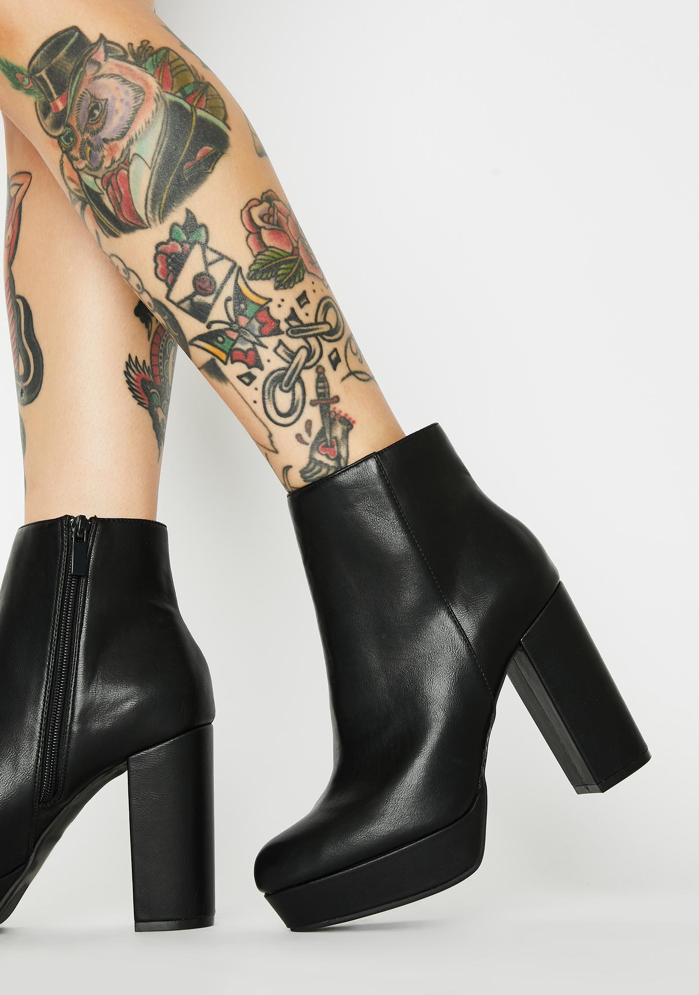 Faux Leather Heeled Ankle Booties 