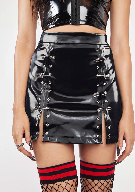 dolls kill vinyl skirt