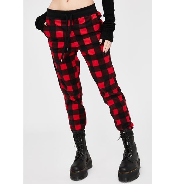 black plaid joggers