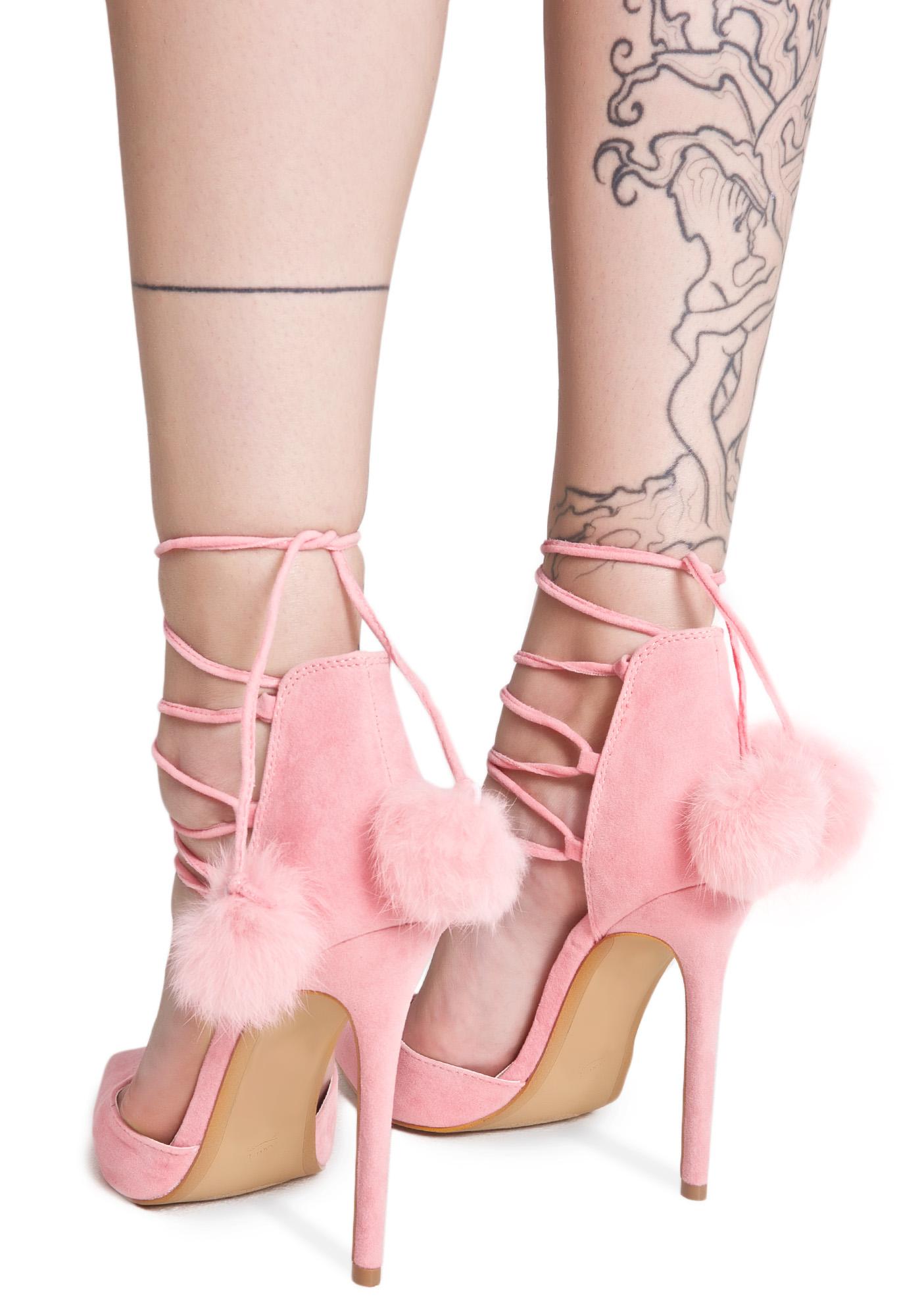 pink wrap up heels