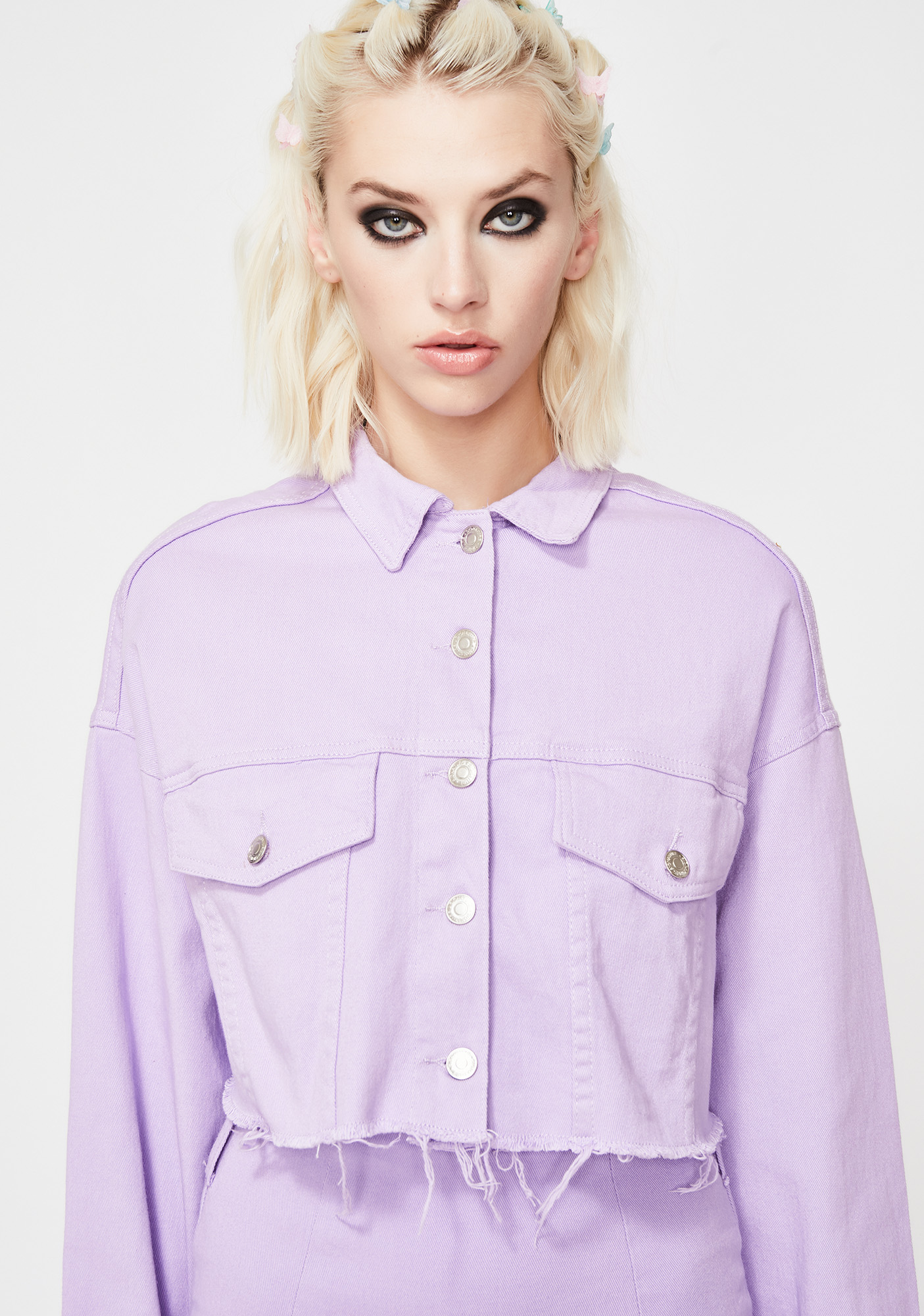 cropped purple denim jacket