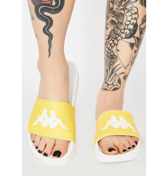 Kappa Light Yellow Authentic Adam 2 Slides Dolls Kill