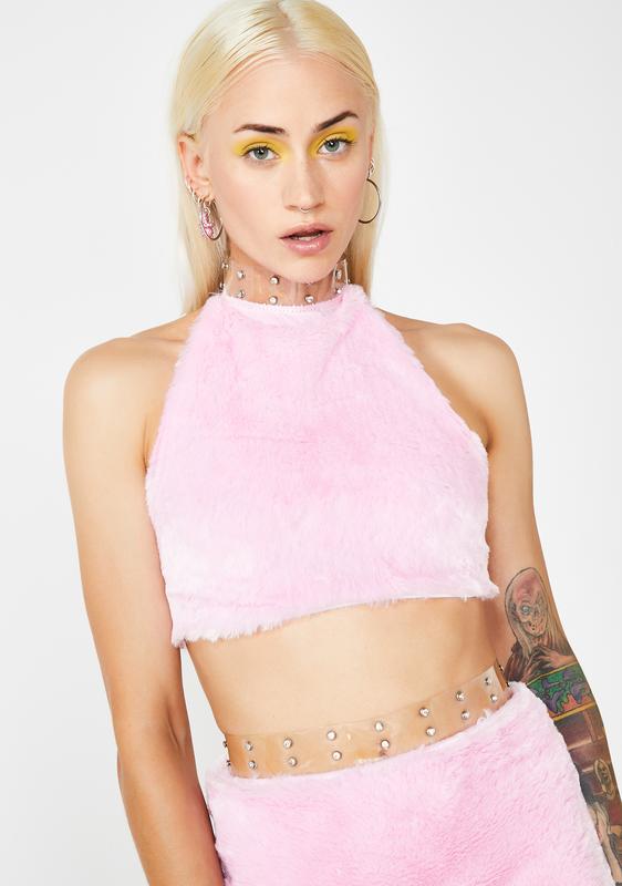 pink fluffy skirt set