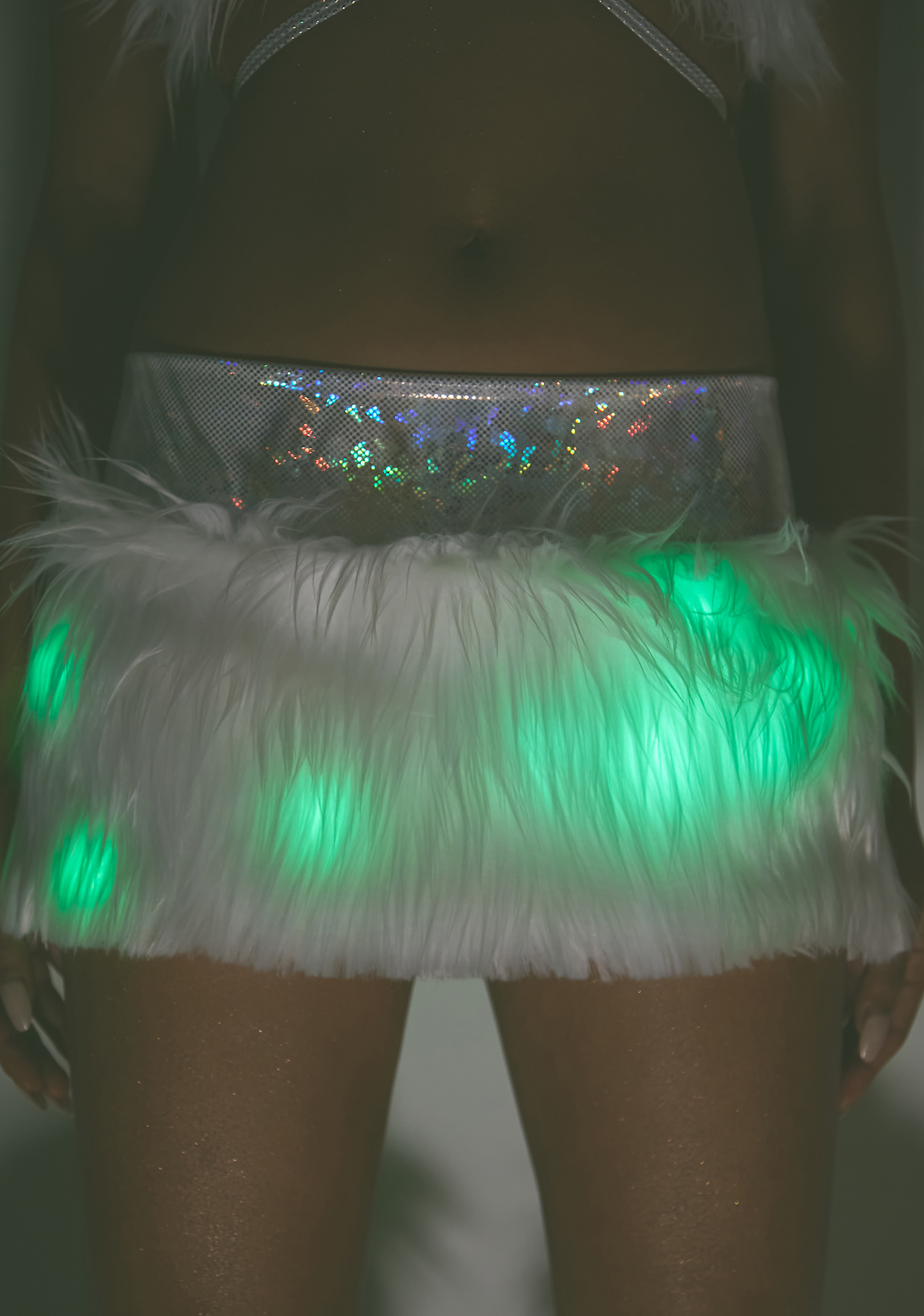 J Valentine Green Hype Hologram LightUp Skirt Dolls Kill