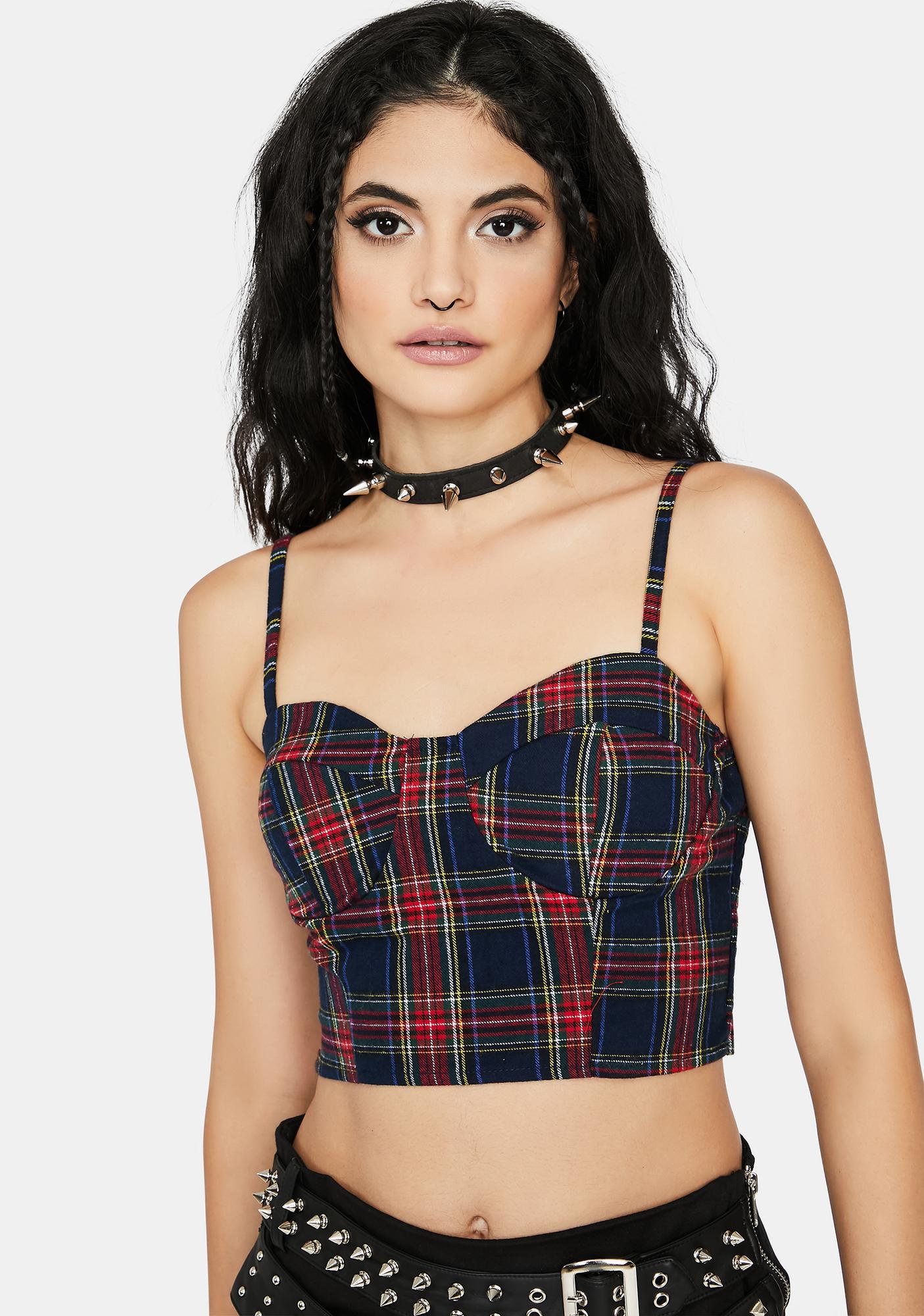 plaid bustier top