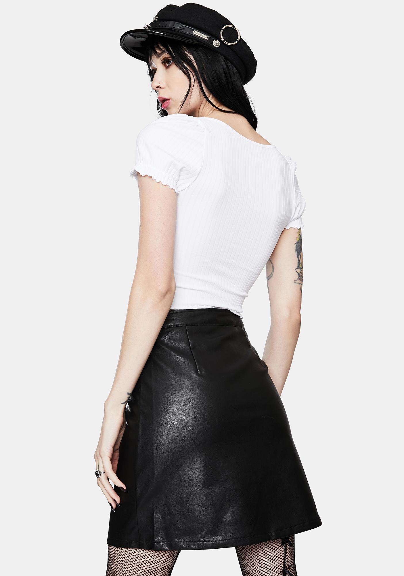High Waist Double Side Zipper Faux Leather Mini Skirt - Black | Dolls Kill