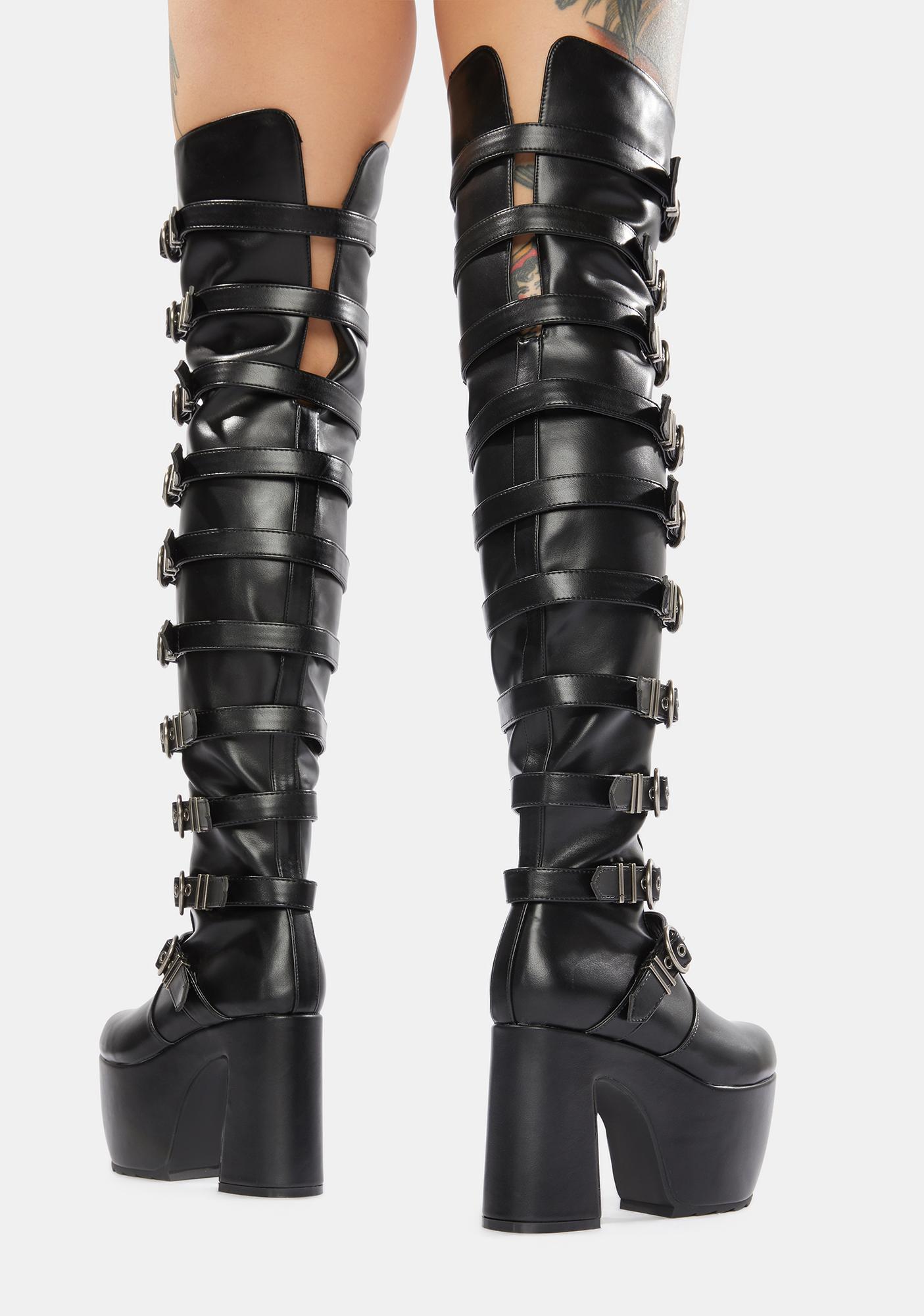 Lamoda City Go Getter Thigh High Platform Boots | Dolls Kill