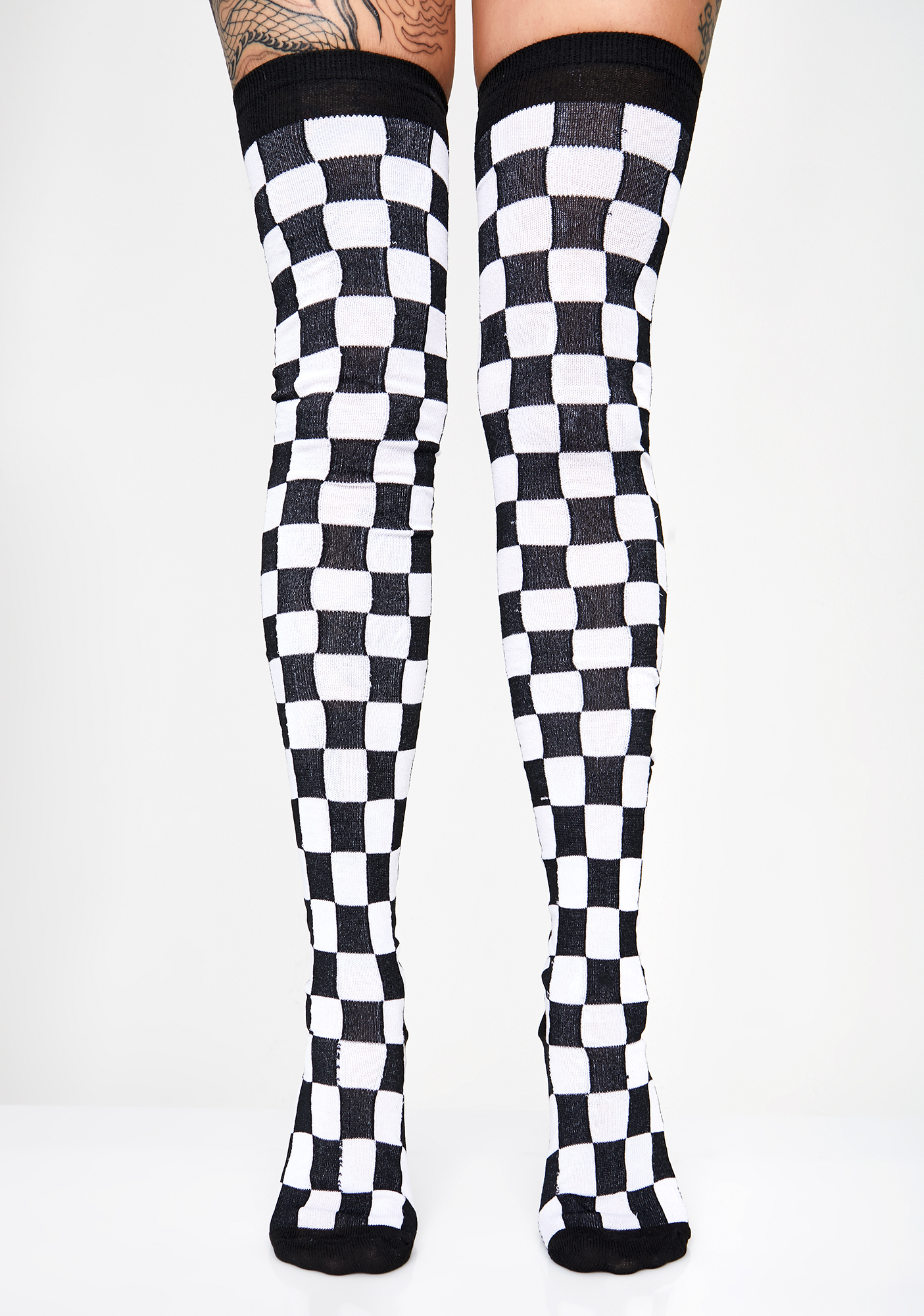 plaid thigh high socks