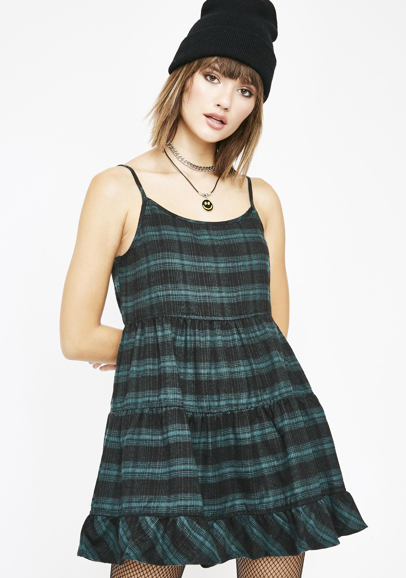 plaid babydoll dress