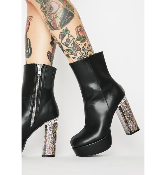 black sparkly heel boots