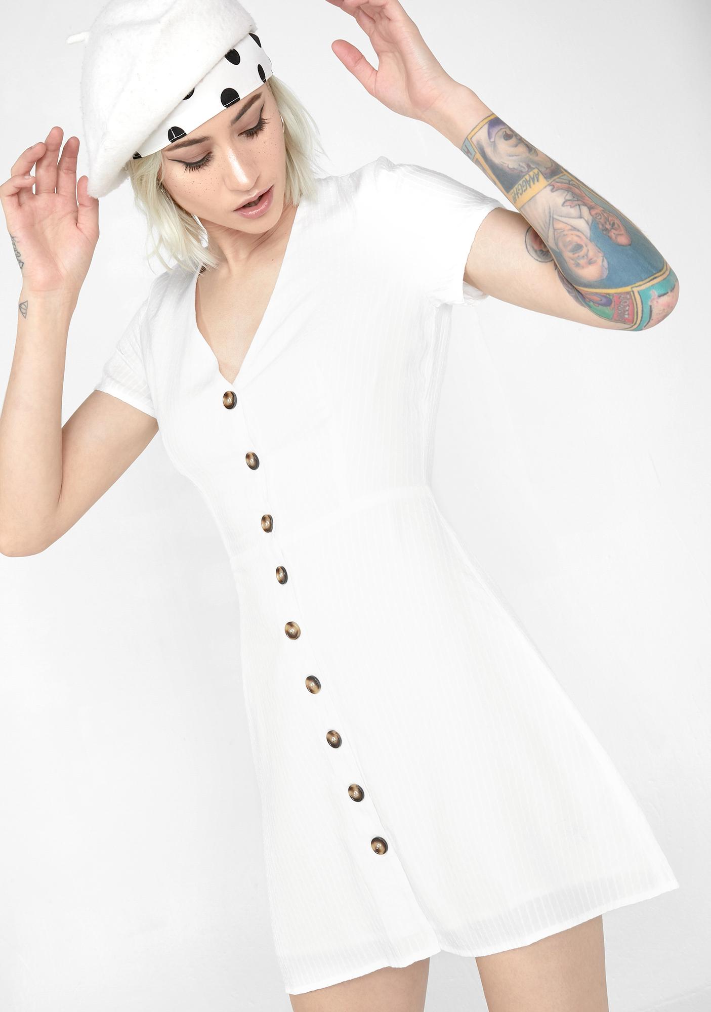 white button mini dress