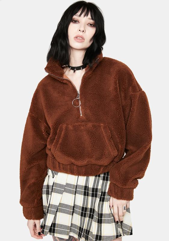sherpa pullover brown